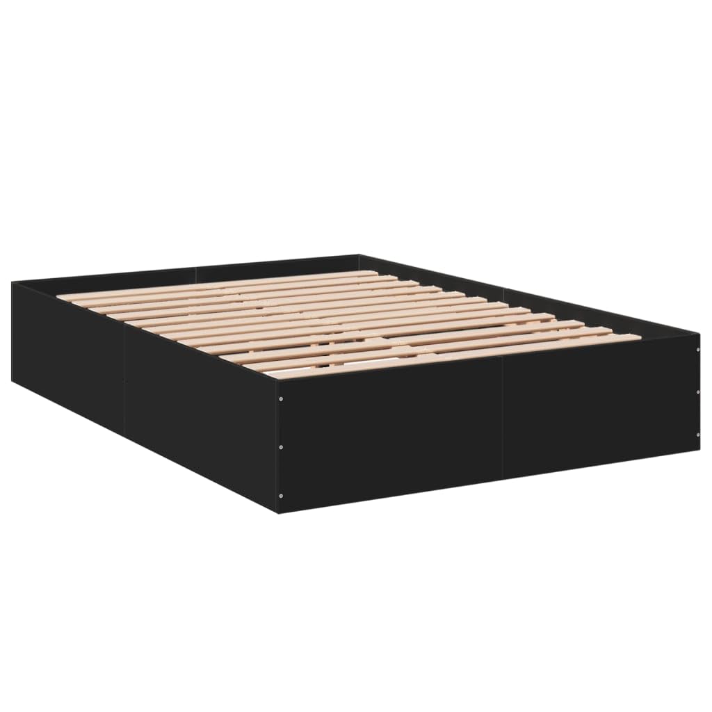 vidaXL Bed Frame, Bed Base for Bedroom Guest Room, Mattress Foundation for Double Bed, Bedstead, Black 120x190 cm Small Double Engineered Wood