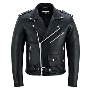 Leren herenjack Highway Bikerjack Marlon Brando Motorjas – Touringjack volnerf echt leer Zwart – XL