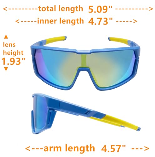 COOLSOME Youth Kids Baseball Sunglasses with Strap Flexible Polarized Softball Cycling Sport Sunglass for Boys Girls Age 6-123