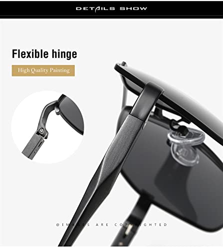 Polarized Men's Sunglasses Aluminum Magnesium Alloy Large Frame Sunglasses (Color : A, Size : Medium),m390574