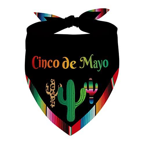 Cinco De Mayo Dog Bandana Cactus Mexican Fiesta Dog Scarf Adjustable Accessories for Small Medium Dogs Cats Pets
