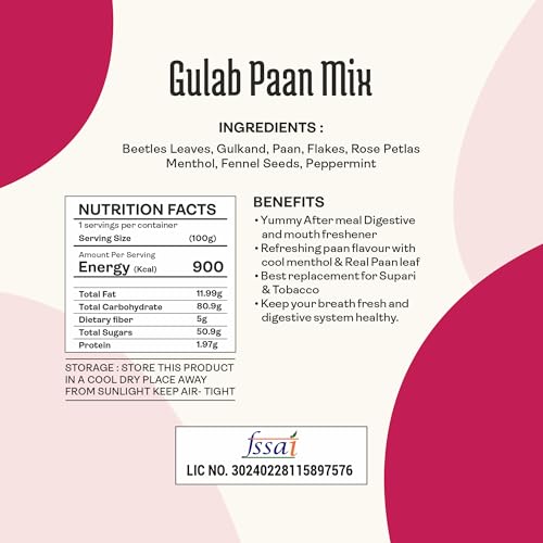 Image of Vilaas Gulab Paan Mukhwas, 900 Gm | Gulab Paan Mouth Freshener | Refreshing & Digestive After Meal Snack Mukhwas | Hygienically Packed Mukhwaas