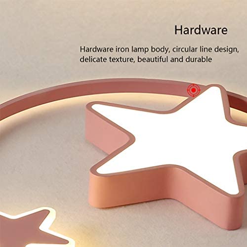 Pink LED Ceiling Light | Modern Round Children's Lamp | Star - View #5