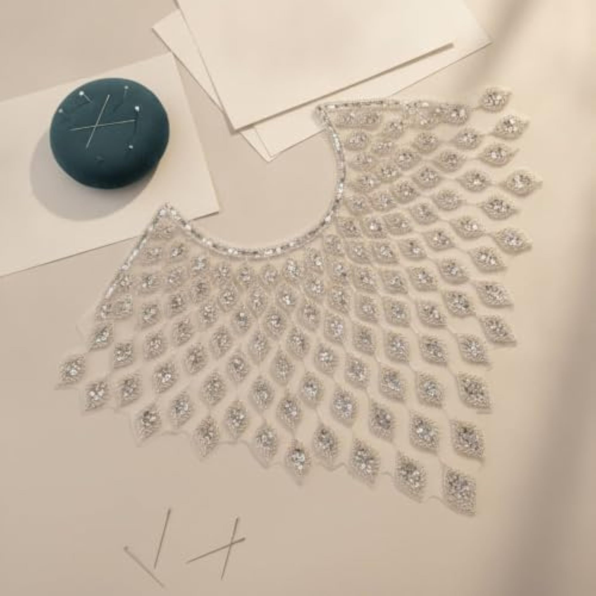 Sequined Collar Applique Mesh Neckline Decoration
