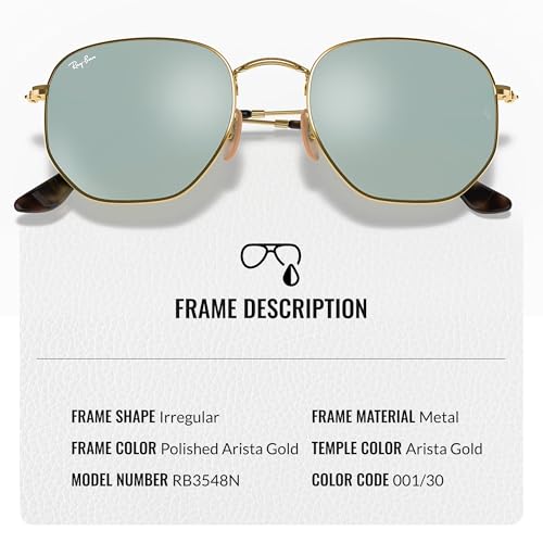 Image of Ray-Ban RB3548N HEXAGONAL FLAT LENSES Square-Round Shape Sunglasses for Men & Women with Official Eyewear Kit