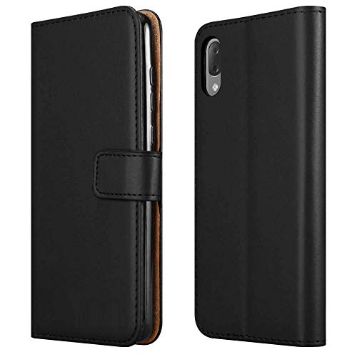 PIXFAB - Funda con tapa para Sony Xperia L3 L3312 L4312 (piel sintética, cierre magnético, tarjetero, protector de pantalla), color negro