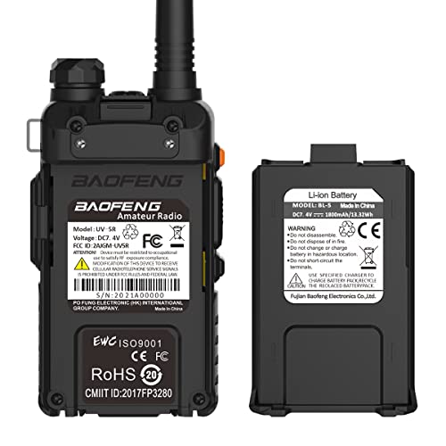 BAOFENG Rádio bidirecional de banda dupla UV-5R (preto), 144-148MHz e 420-450MHz