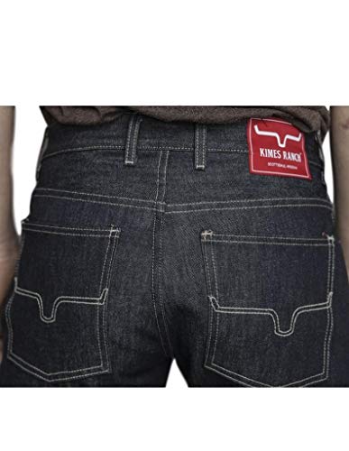 Kimes Ranch Men's Raw James Low Straight Bootcut Jeans Blue 35W X 32L #TOP2