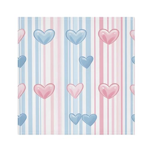 Servilletas de tela polyester con diseño rayas y corazones x6 miniatura 1
