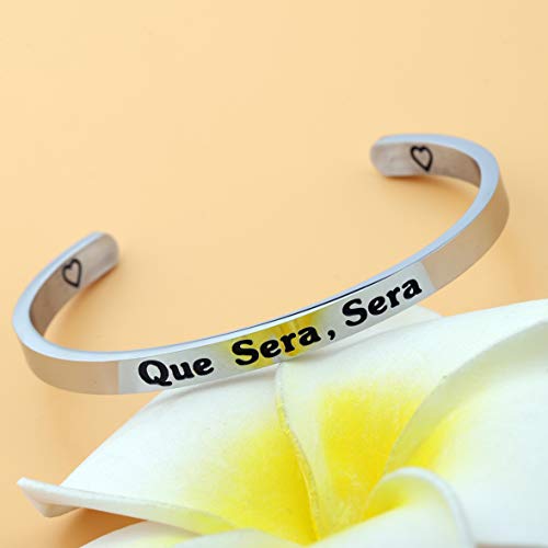 CENWA Que Sera Sera Inspiration Bracelet French Phrase Motivational Gift Hanukkah Gift for Mom, Sister, Best Friend, Girlfriend 6