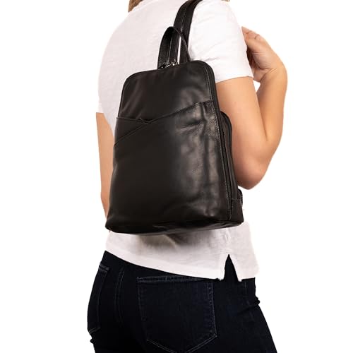 Unisex Concealed Carry Jayden Leather Backpack with Hidden Compartment with Universal Holster (Black)2