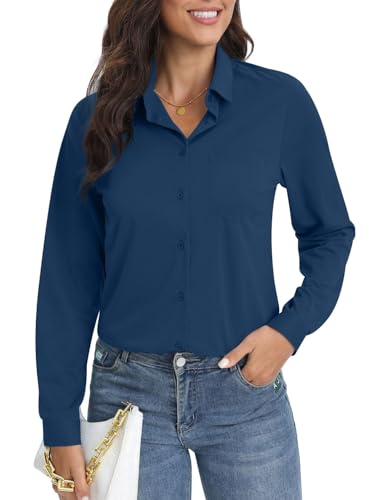 COUXILY Button Down Shirts for Women Slim Fit Long Sleeve