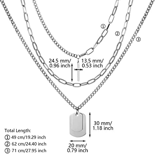 SZXMDKH Rocker Pendant Necklace, Punk Necklace 925 Sterling Silver Necklace Chain Long Chain Necklace Choker Punk Long Chain Necklace Cross Long Multilayer Chains Statement Lock Key Pendant Necklace