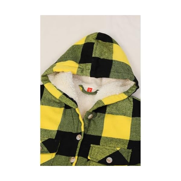 ZENTHACE Boys Sherpa Fleece Lined Flannel Plaid Button Down Shirt Jacket,Hooded Flannel Shirt with Hand Pockets - Image 5