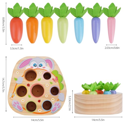 Image of Montessori Toys for 2 3 Year Old Toddlers | Wooden Carrot Harvest Game