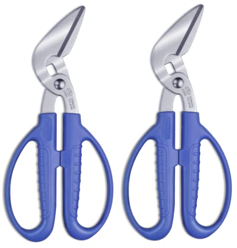 CANARY Corrugated Cardboard Scissors 8.5 Heavy Dudy Craft Scissors Angled Blade Japanese Stainless Steel Made in JAPAN Blue (2 Pcs Set)