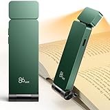 86lux Book Light, Rechargeable Reading Lights for Books in Bed, Ultralight Clip-on LED Bookmark Lamp with 3 Amber Colors & Stepless Dimming for Night Reading for Book Lovers, Kids,Hunter Green