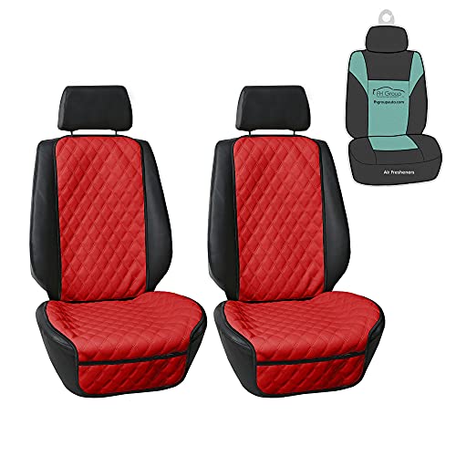 FH Group PU Faux Leather Luxury Diamond Design Front Set Car Seat Protectors, Airbag Compatible w Gift - Universal Fit for Cars, Trucks & SUVs (Red)