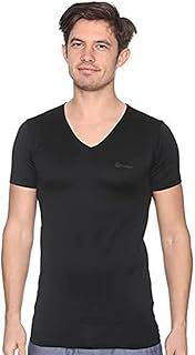 فانلة مصنوعة من قماش معالج بعملية المرسرة بأكمام قصيرة ورقبة شكل V للرجال من قطونيل