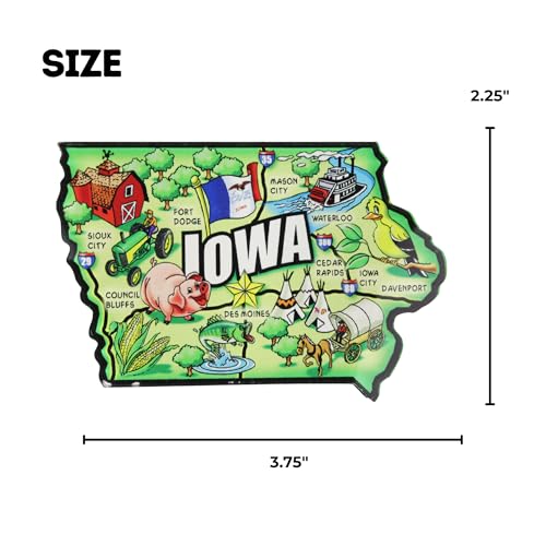 Imán Acrílico en Forma de Iowa con Diseño Colorido 3.75 x 2.25 miniatura 2