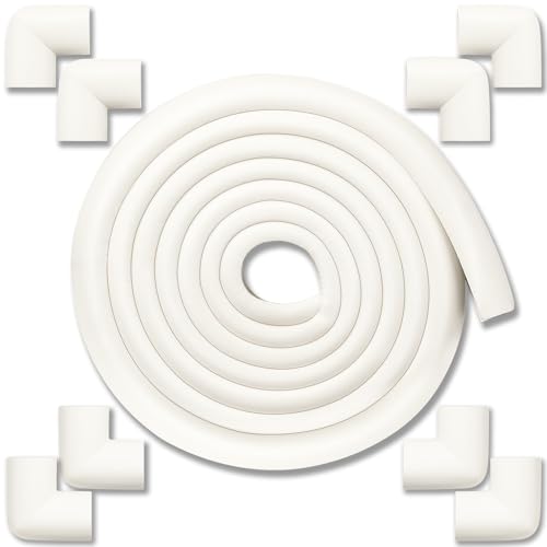 12ft (3.7M) Edge Corner Protector Baby Proofing with 8 Corners, Soft NBR Rubber Foam Corner Protectors Baby Proof, Furniture Corner Guard & Edge Safety, Edge Protector for Table and Fireplace