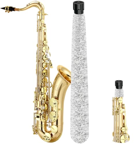 Tenor Saxophone Cleaning Swab, Tenor Sax Pad Saver Brush Cleaner, Ultra Absorbent Cotton Sax Cleaning & Care Kit, Suitable for Tenor Sax, Length 28''