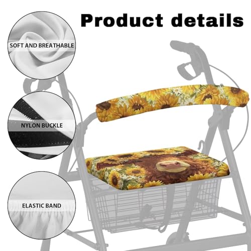 Image of Universal Soft Seat Covers for Rollator Walkers, Yak Adjustable Backrest and Seat Covers, Rollator Accessories for Seniors Women Men