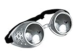 Silver Steampunk Atomic Welding Goggles with Mirrored Lenses
