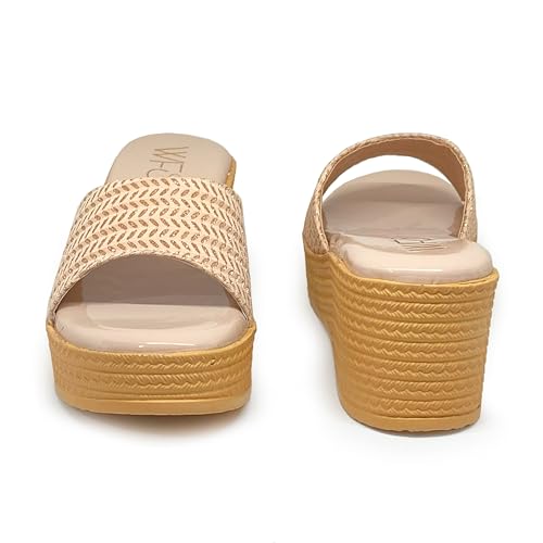Image of WFS Women's Black 2.5 Inch Wedge Heel Slip-On Fashion Sandals - Shimmer Finish