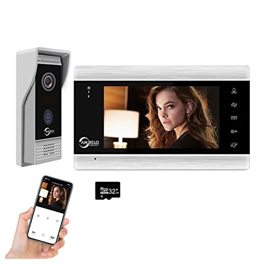 ANJIELO SMART Video Intercom System, WiFi Video Doorbell Camera with Monitor 7 inch Wired Doorbell 1080P HD Camera,Support Remote Unlock, PIR Motion Detection,Two-Way Audio,Night Vision