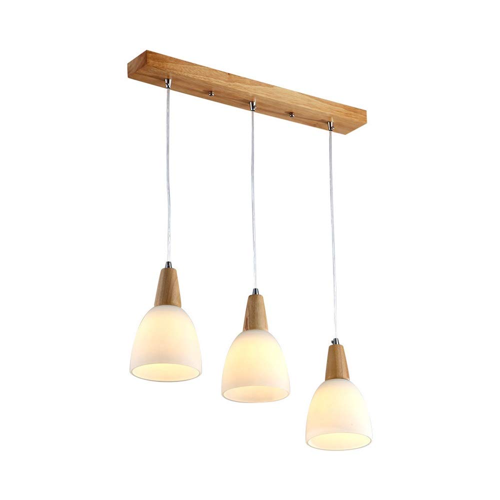 Lustre salle à manger LED avec 3 abat-jours en verre pour table conviviale