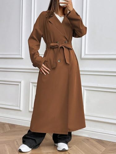 Chic and Cozy: Women’s Coffee Brown Casual Double-Breasted Wind Jacket for Fall/Winter 2025 - Image 5