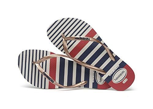 Chinelo Slim Nautical, Havaianas, Meninas, Branco/Rose Gold Metalico, 29/30