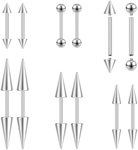 4 Paia Orecchini Piercing 16G - Per Helix, Naso, Labbra In Acciaio Inox 316L Con Zirconi - Foto 2