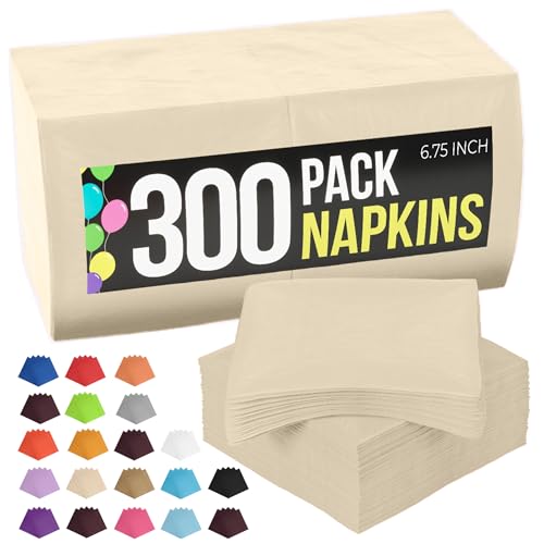 Party Solids Ivory Paper Napkins Disposable Everyday 300 Pcs 2 Ply Ivory Dinner Napkins Bulk For Parties & Party Supplies
