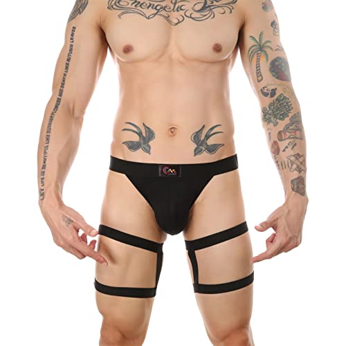 Evankin Men's Underwear Set Hollow out Brief Sexy Low Rise Jockstrap Underpants Athletic Supporter Leg Strap Thong Lingeire2