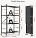 Himix Storage Shelves with 20 Hooks, 4-Tier Foldable Shelves for Storage, Folding Shelf Unit Pantry Shelves with Wheels, Metal Shelving Storage Rack Shelf for Kitchen Garage Home, Black - No Assembly