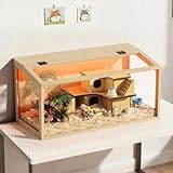 BingoPaw Cage Hamster en Bois, Habitats pour Rongeur Souris avec Fenêtre en Verre Trempé...