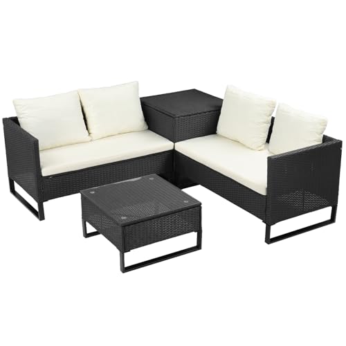 LEADZM Polyrattan Gartenmöbel Set 5-teilig,2...