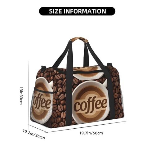 Personalized Sports Duffel Bags Gym Bag Dance Bag, Personalized Custom Travel Duffle Bag Tote Bag, Customized Travel Bag Overnight Weekender Sleepover Bags, Coffee Mug Coffee Bean3
