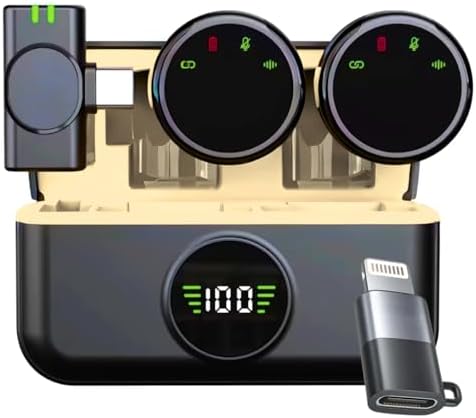 Microfone de Lapela Sem Fio Profissional Compatível com iOS Tipo-...