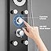 RUMOSE Matte Black Shower Panel Tower System, 5-Function Shower Faucet Set LED Light Rainfall Shower Head Digital Display with Massage Jets Tub Spout Shower Shelves, Stainless Steel, Wall Mount