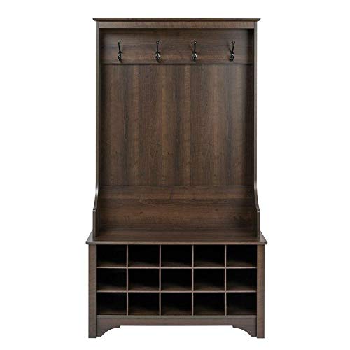 StarSun Depot Dark Brown Entryway Hall Tree Shoe Cubbie