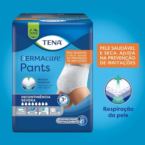 Tena Pants Dermacare, Roupa Íntima para Incontinência Urinária, P/M - 8 unidades