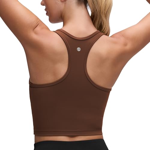 Image of CRZ YOGA Butterluxe Racerback Crop Tank Tops | Light Support, Removable Pads, Yoga, Extremely Soft, Scoop Neck, Longline Sports Bras for Women
