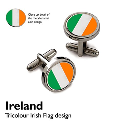 Mancuernillas para hombre RGT con inserto de moneda bandera irlandesa miniatura 1