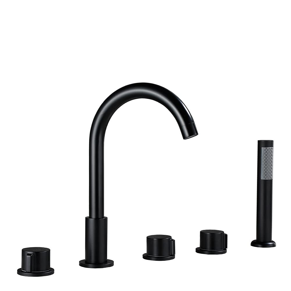 Robinet baignoire 5 pièces chrome douchette noire tuyau long mitigeur