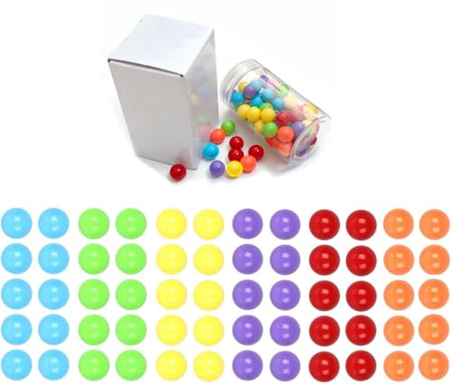 Witlans 60pcs Chinese Checker Game Replacement Balls,6 Solid Color 14mm Acrylic Marbles for Marble Run, Aggravation Traditional Games