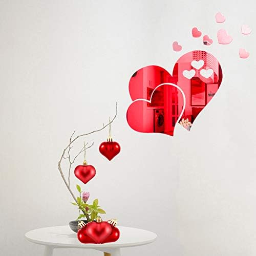 HOWAF 24 Pieces Valentine's Day Heart Baubles Ornaments Christmas Tree Baubles Heart Shaped Decoration Baubles for Valentine's Day Decoration, Glossy, Red