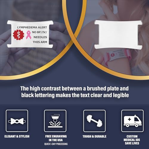 Divoti Lymphedema Alert ID Band Bracelets for Women – “NO BP/IV/Needles This ARM”2